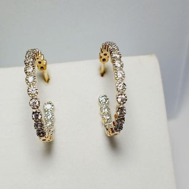 American Diamond Gold Nutan Hoop Earrings