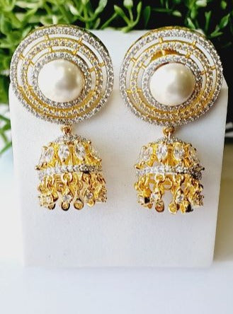 Gold Palak Stud Jhumkis