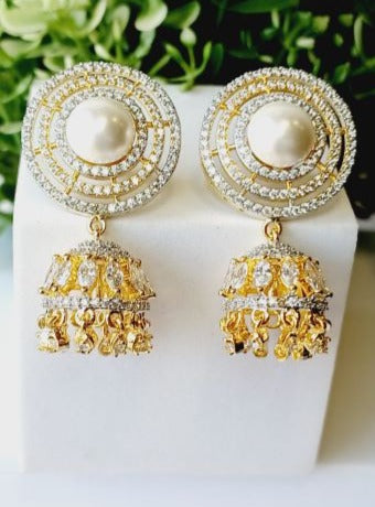 Gold Palak Stud Jhumkis