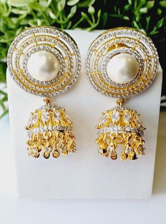 Gold Palak Stud Jhumkis