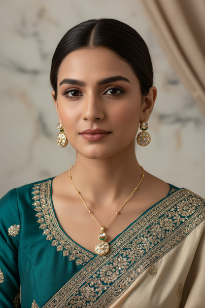 Gold Paridhi Kundan Pendant Set