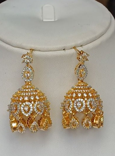 American Diamond Gold Priya Jhumki Earrings