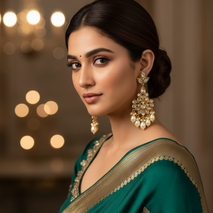 Gold Radha Kundan Danglers