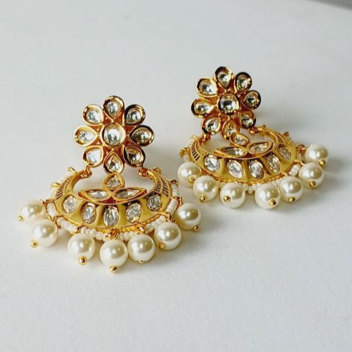 Gold Ramya Kundan Chandbali Earrings