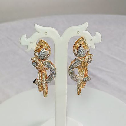 Gold Rayka American Diamond Dangle Earrings