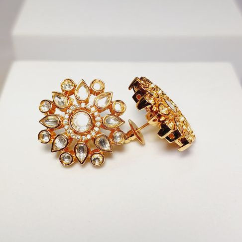 Gold Reya Kundan Studs