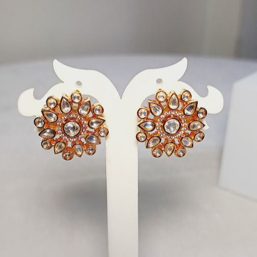 Gold Reya Kundan Studs