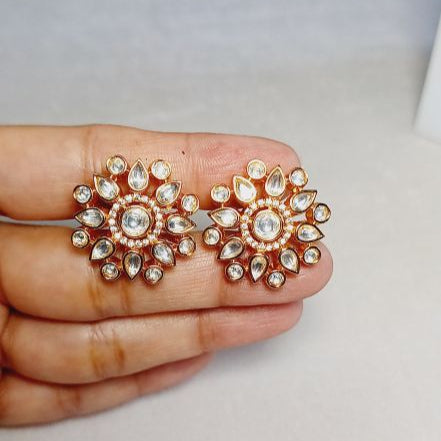 Gold Reya Kundan Studs