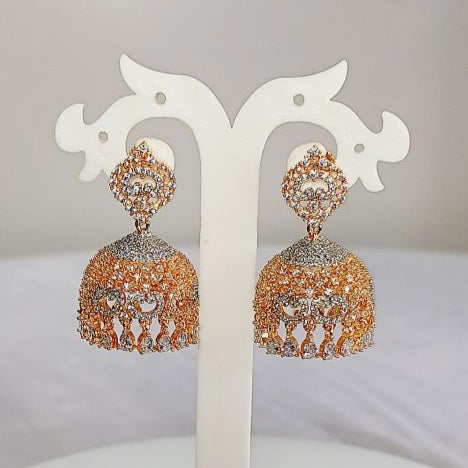 Gold Rina American Diamond Jhumki Earrings