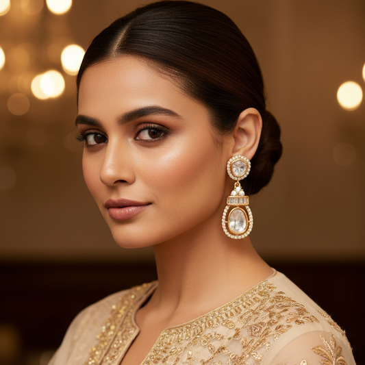 Gold Kundan Roma Drop