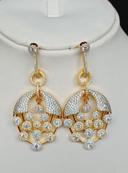 American Diamond Gold Roopa Dangle Earrings