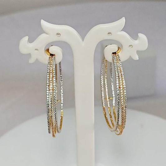 American Diamond Gold Sahana Hoop Earrings