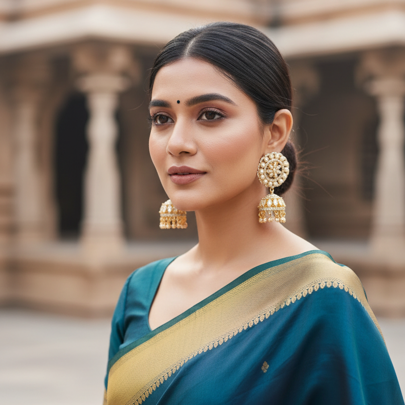 Gold Saisha Stud Jhumkis