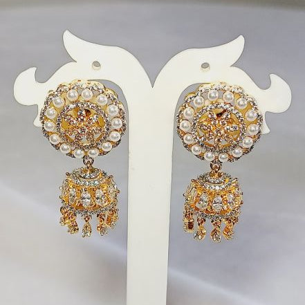 Gold Saisha American Diamond Stud Jhumki Earrings