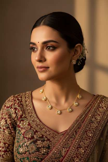 Gold Sameera Kundan Pendant Set