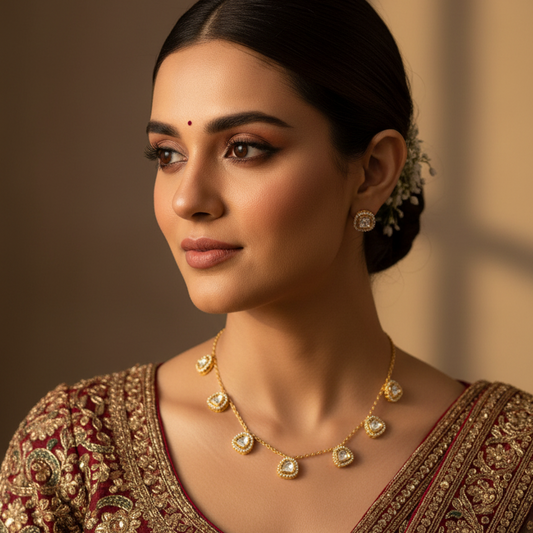 Gold Sameera Kundan Pendant Set