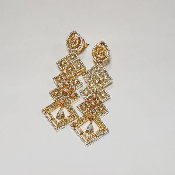 American Diamond Gold Savani Dangler Earrings