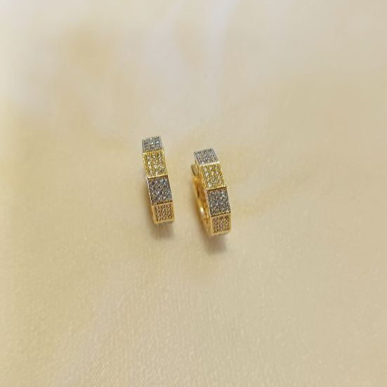 American Diamond Gold Shloka Hoop Earrings