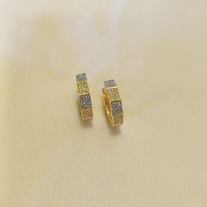 American Diamond Gold Shloka Hoop Earrings