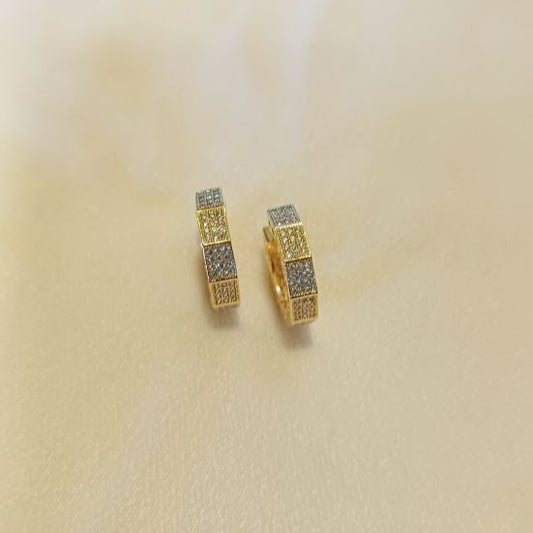 American Diamond Gold Shloka Hoop Earrings