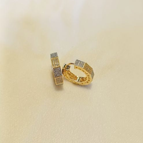 Gold Shloka Diamond Hoops