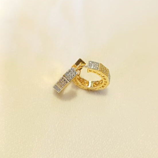 Gold Shloka Diamond Hoops