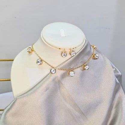 Gold Solara Kundan Pendant Set