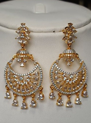 American Diamond Gold Tanyaa Chandbali Earrings