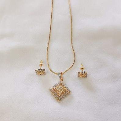American Diamond Gold Tejal Pendant Set