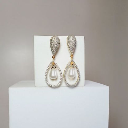 American Diamond Gold Udaya Dangle Earrings