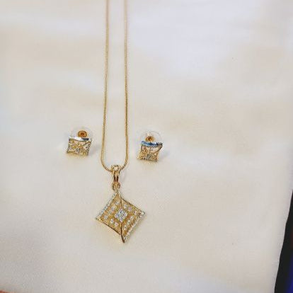 American Diamond Gold Unnati Pendant Set