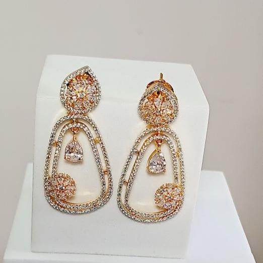 American Diamond Gold Viraj Dangle Earrings