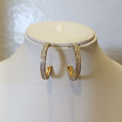 American Diamond Gold Yashvi Hoop Earrings