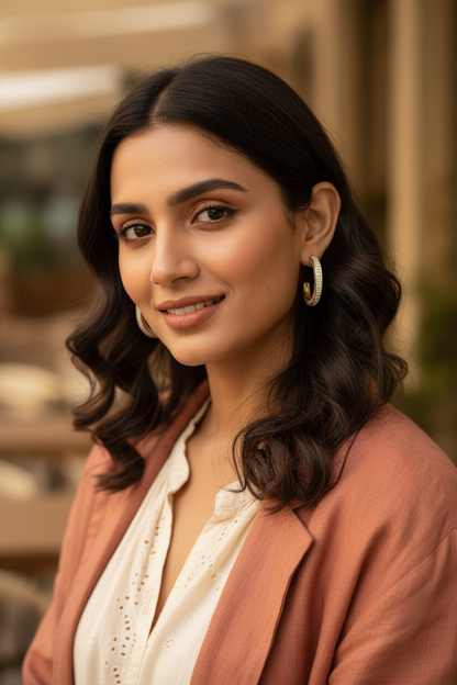 Gold Yashvi Diamond Hoops