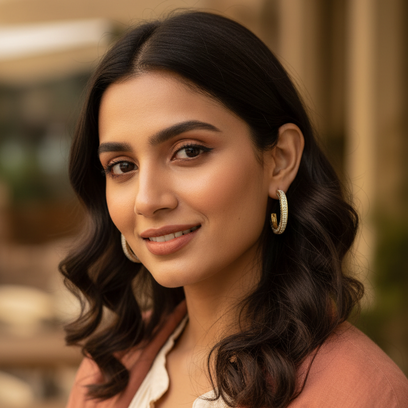 Gold Yashvi Diamond Hoops