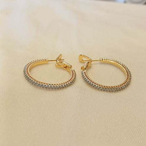 American Diamond Gold Yuktha Hoop Earrings