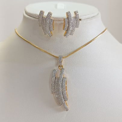 American Diamond Gold Yuni Pendant Set
