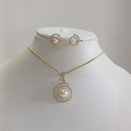 American Diamond Gold Zaaei Pendant Set
