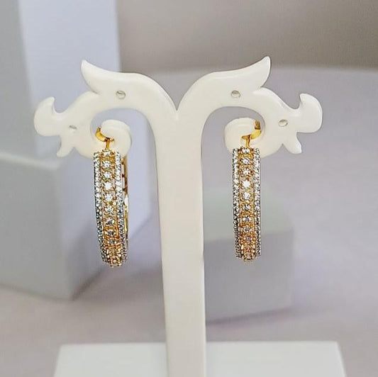 American Diamond Gold Zaina Hoop Earrings