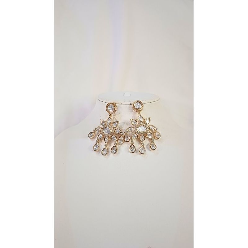 Gold Bhagya Kundan Danglers