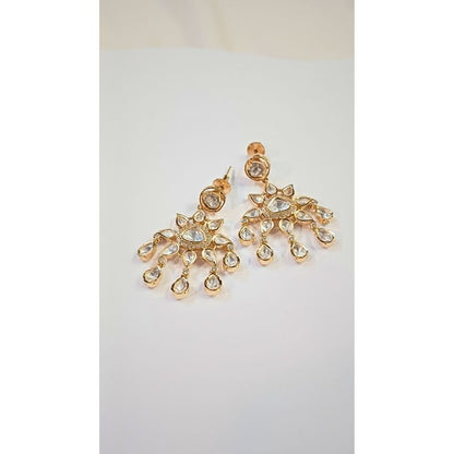 Gold Bhagya Kundan Danglers