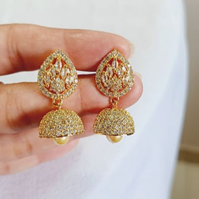 American Diamond Gold Inaya Jhumki Earrings