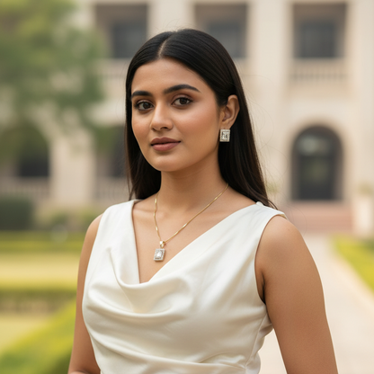 Gold Tanisi Diamond Pendant Set