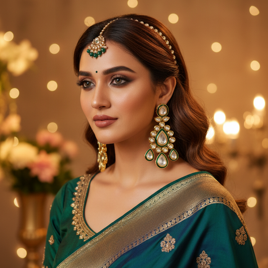 Green Kundan Aanchal Dangler