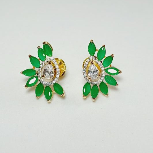 Green Anila American Diamond Studs Earrings