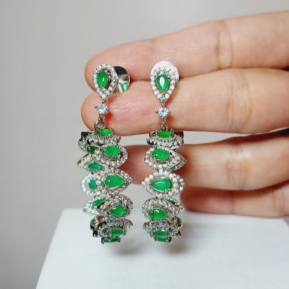 Green Bindiya Hoop Silver