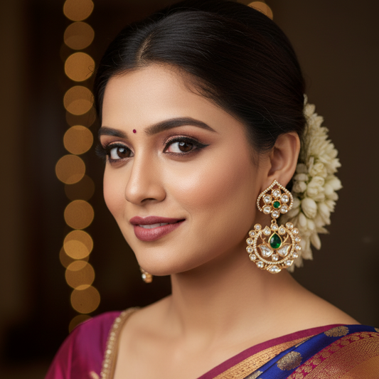 Green Brinda Kundan Drop