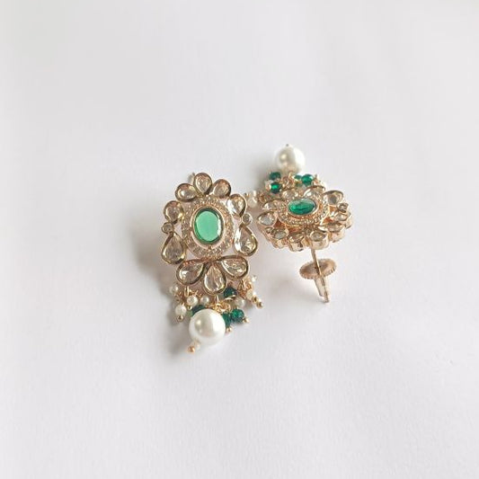 Green Dhara Kundan Drop Gold