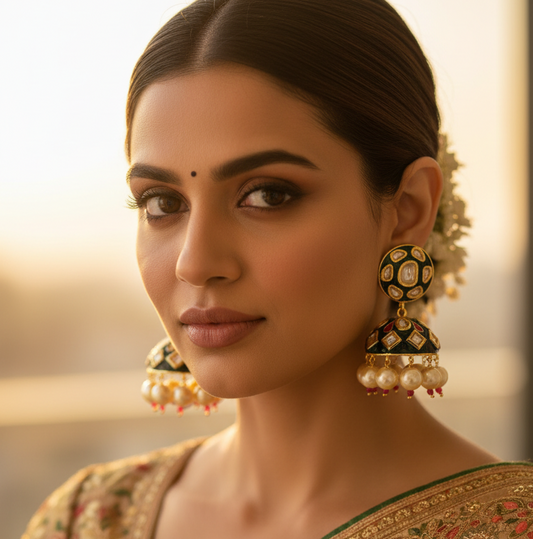 Green Divya Kundan Jhumki