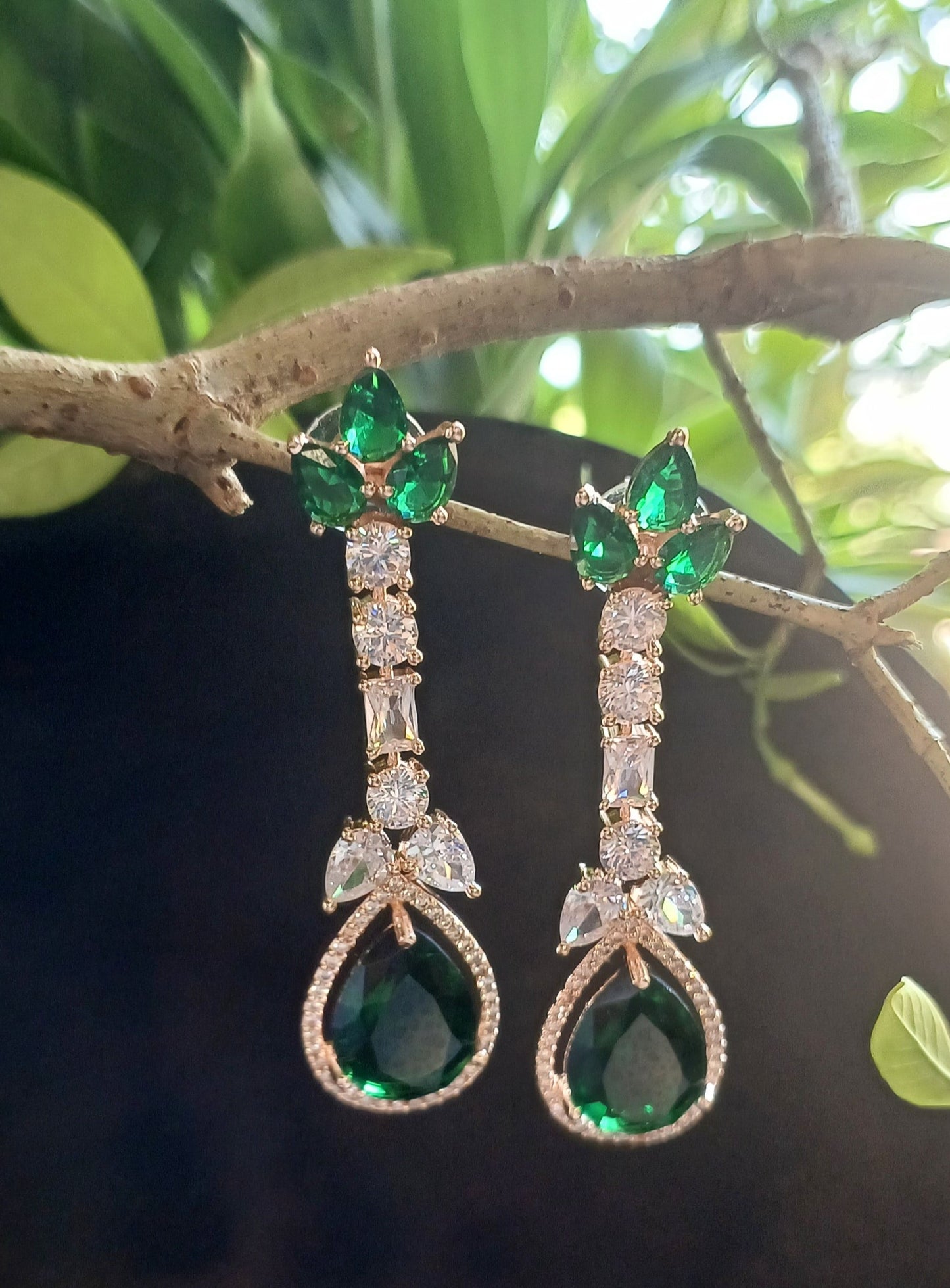 Green Eden Danglers Rose Gold